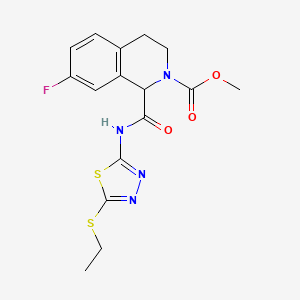 molecular formula C16H17FN4O3S2 B2665030 methyl 1-((5-(ethylthio)-1,3,4-thiadiazol-2-yl)carbamoyl)-7-fluoro-3,4-dihydroisoquinoline-2(1H)-carboxylate CAS No. 1396627-85-2