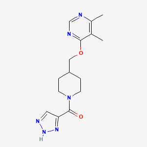 molecular formula C15H20N6O2 B2665032 (4-(((5,6-dimethylpyrimidin-4-yl)oxy)methyl)piperidin-1-yl)(2H-1,2,3-triazol-4-yl)methanone CAS No. 2309554-86-5