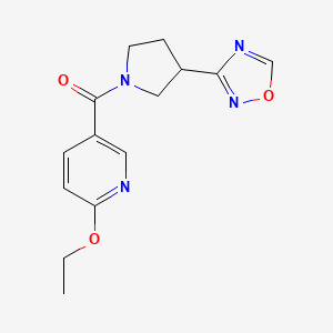 molecular formula C14H16N4O3 B2665033 (3-(1,2,4-Oxadiazol-3-yl)pyrrolidin-1-yl)(6-ethoxypyridin-3-yl)methanone CAS No. 2034552-84-4