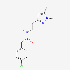 molecular formula C15H18ClN3O B2665049 2-(4-chlorophenyl)-N-(2-(1,5-dimethyl-1H-pyrazol-3-yl)ethyl)acetamide CAS No. 2034261-00-0
