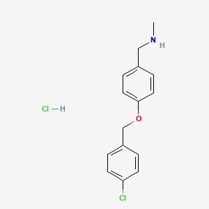 molecular formula C15H17Cl2NO B2665055 ({4-[(4-Chlorophenyl)methoxy]phenyl}methyl)(methyl)amine hydrochloride CAS No. 1048674-40-3