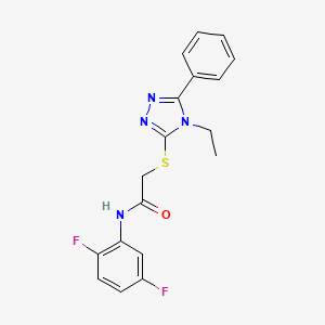 molecular formula C18H16F2N4OS B2665057 N-(2,5-difluorophenyl)-2-[(4-ethyl-5-phenyl-4H-1,2,4-triazol-3-yl)sulfanyl]acetamide CAS No. 562832-71-7