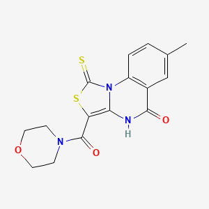 molecular formula C16H15N3O3S2 B2665065 7-methyl-3-(morpholin-4-ylcarbonyl)-1-thioxo[1,3]thiazolo[3,4-a]quinazolin-5(4H)-one CAS No. 1111043-72-1