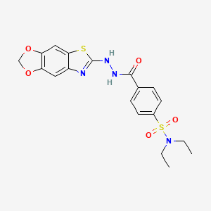 molecular formula C19H20N4O5S2 B2665066 4-(2-([1,3]dioxolo[4',5':4,5]benzo[1,2-d]thiazol-6-yl)hydrazinecarbonyl)-N,N-diethylbenzenesulfonamide CAS No. 851988-53-9