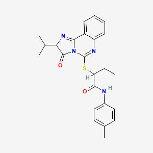 molecular formula C24H26N4O2S B2665071 2-((2-isopropyl-3-oxo-2,3-dihydroimidazo[1,2-c]quinazolin-5-yl)thio)-N-(p-tolyl)butanamide CAS No. 1190008-31-1