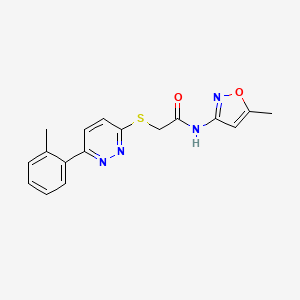 molecular formula C17H16N4O2S B2665075 N-(5-methylisoxazol-3-yl)-2-((6-(o-tolyl)pyridazin-3-yl)thio)acetamide CAS No. 922928-65-2