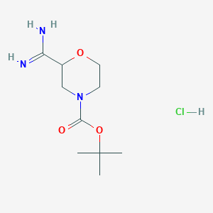 molecular formula C10H20ClN3O3 B2665091 tert-Butyl 2-carbamimidoylmorpholine-4-carboxylate hydrochloride CAS No. 2225143-97-3