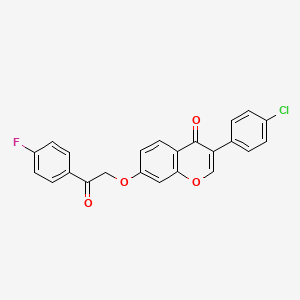 molecular formula C23H14ClFO4 B2665095 3-(4-chlorophenyl)-7-[2-(4-fluorophenyl)-2-oxoethoxy]-4H-chromen-4-one CAS No. 618390-18-4