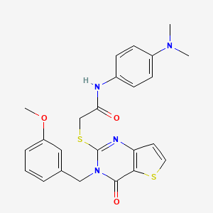 molecular formula C24H24N4O3S2 B2665105 N-[4-(dimethylamino)phenyl]-2-({3-[(3-methoxyphenyl)methyl]-4-oxo-3H,4H-thieno[3,2-d]pyrimidin-2-yl}sulfanyl)acetamide CAS No. 1261019-31-1