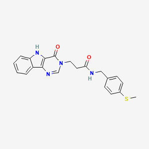 molecular formula C21H20N4O2S B2665116 N-{[4-(methylsulfanyl)phenyl]methyl}-3-{4-oxo-3H,4H,5H-pyrimido[5,4-b]indol-3-yl}propanamide CAS No. 1184971-46-7