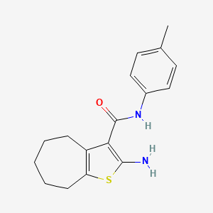 molecular formula C17H20N2OS B2665118 2-amino-N-(4-methylphenyl)-5,6,7,8-tetrahydro-4H-cyclohepta[b]thiophene-3-carboxamide CAS No. 332027-70-0