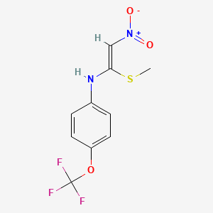 molecular formula C10H9F3N2O3S B2665121 N-[1-(methylsulfanyl)-2-nitrovinyl]-4-(trifluoromethoxy)aniline CAS No. 261360-25-2