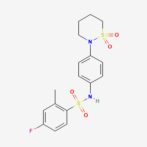 molecular formula C17H19FN2O4S2 B2665135 N-[4-(1,1-dioxo-1lambda6,2-thiazinan-2-yl)phenyl]-4-fluoro-2-methylbenzene-1-sulfonamide CAS No. 899980-00-8