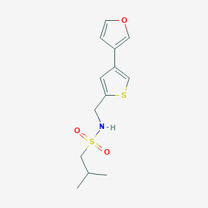 molecular formula C13H17NO3S2 B2665143 N-{[4-(furan-3-yl)thiophen-2-yl]methyl}-2-methylpropane-1-sulfonamide CAS No. 2379998-25-9