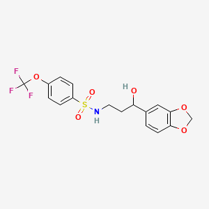 molecular formula C17H16F3NO6S B2665204 N-(3-(benzo[d][1,3]dioxol-5-yl)-3-hydroxypropyl)-4-(trifluoromethoxy)benzenesulfonamide CAS No. 1421483-61-5