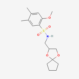 molecular formula C17H25NO5S B2665206 N-(1,4-dioxaspiro[4.4]nonan-2-ylmethyl)-2-methoxy-4,5-dimethylbenzenesulfonamide CAS No. 941959-39-3