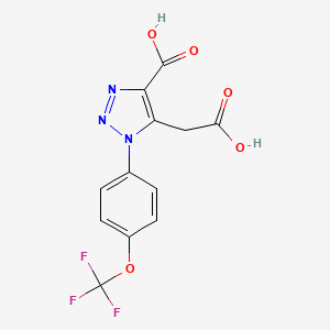 molecular formula C12H8F3N3O5 B2665214 5-(Carboxymethyl)-1-[4-(trifluoromethoxy)phenyl]-1H-1,2,3-triazole-4-carboxylic acid CAS No. 439095-12-2