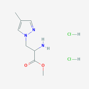 molecular formula C8H15Cl2N3O2 B2665229 methyl 2-amino-3-(4-methyl-1H-pyrazol-1-yl)propanoate dihydrochloride CAS No. 2137566-97-1