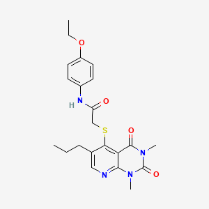molecular formula C22H26N4O4S B2665268 2-((1,3-dimethyl-2,4-dioxo-6-propyl-1,2,3,4-tetrahydropyrido[2,3-d]pyrimidin-5-yl)thio)-N-(4-ethoxyphenyl)acetamide CAS No. 900004-73-1