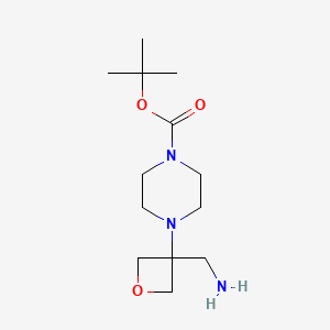 molecular formula C13H25N3O3 B2665328 Tert-butyl 4-[3-(aminomethyl)oxetan-3-yl]piperazine-1-carboxylate CAS No. 1780885-59-7