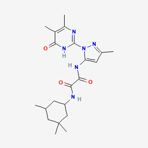 molecular formula C21H30N6O3 B2665331 N-[1-(4,5-dimethyl-6-oxo-1,6-dihydropyrimidin-2-yl)-3-methyl-1H-pyrazol-5-yl]-N'-(3,3,5-trimethylcyclohexyl)ethanediamide CAS No. 1013985-21-1