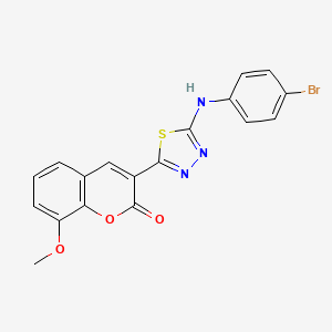 molecular formula C18H12BrN3O3S B2665360 3-{5-[(4-bromophenyl)amino]-1,3,4-thiadiazol-2-yl}-8-methoxy-2H-chromen-2-one CAS No. 329690-27-9