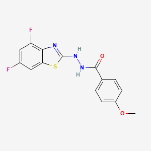 molecular formula C15H11F2N3O2S B2665394 N'-(4,6-difluoro-1,3-benzothiazol-2-yl)-4-methoxybenzohydrazide CAS No. 851988-21-1