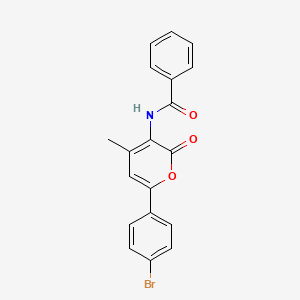 molecular formula C19H14BrNO3 B2665398 N-[6-(4-bromophenyl)-4-methyl-2-oxopyran-3-yl]benzamide CAS No. 478067-12-8