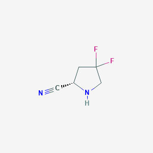 molecular formula C5H6F2N2 B2665405 (S)-4,4-Difluoropyrrolidine-2-carbonitrile CAS No. 483366-15-0