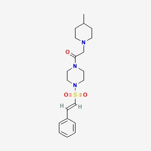 molecular formula C20H29N3O3S B2665409 2-(4-methylpiperidin-1-yl)-1-[4-[(E)-2-phenylethenyl]sulfonylpiperazin-1-yl]ethanone CAS No. 1241685-34-6