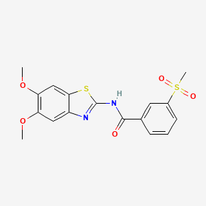 molecular formula C17H16N2O5S2 B2665431 N-(5,6-dimethoxy-1,3-benzothiazol-2-yl)-3-methanesulfonylbenzamide CAS No. 896335-34-5