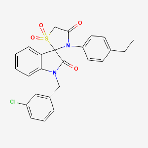 1-(3-Chlorobenzyl)-3'-(4-ethylphenyl)spiro[indoline-3,2'-thiazolidine]-2,4'-dione 1',1'-dioxide