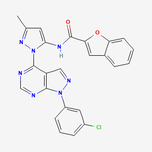N-(1-(1-(3-chlorophenyl)-1H-pyrazolo[3,4-d]pyrimidin-4-yl)-3-methyl-1H-pyrazol-5-yl)benzofuran-2-carboxamide