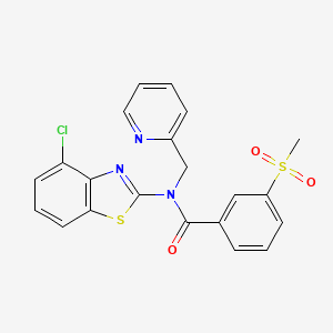 molecular formula C21H16ClN3O3S2 B2665498 N-(4-chloro-1,3-benzothiazol-2-yl)-3-methanesulfonyl-N-[(pyridin-2-yl)methyl]benzamide CAS No. 886942-71-8