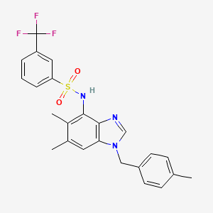 molecular formula C24H22F3N3O2S B2665505 N-[5,6-dimethyl-1-(4-methylbenzyl)-1H-1,3-benzimidazol-4-yl]-3-(trifluoromethyl)benzenesulfonamide CAS No. 338423-11-3