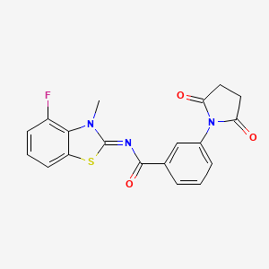 (Z)-3-(2,5-dioxopyrrolidin-1-yl)-N-(4-fluoro-3-methylbenzo[d]thiazol-2(3H)-ylidene)benzamide