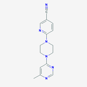molecular formula C15H16N6 B2665528 6-[4-(6-Methylpyrimidin-4-yl)piperazin-1-yl]pyridine-3-carbonitrile CAS No. 2380071-17-8