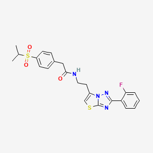 N-(2-(2-(2-fluorophenyl)thiazolo[3,2-b][1,2,4]triazol-6-yl)ethyl)-2-(4-(isopropylsulfonyl)phenyl)acetamide
