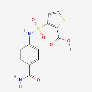 molecular formula C13H12N2O5S2 B2665536 Methyl 3-[(4-carbamoylphenyl)sulfamoyl]thiophene-2-carboxylate CAS No. 941935-94-0