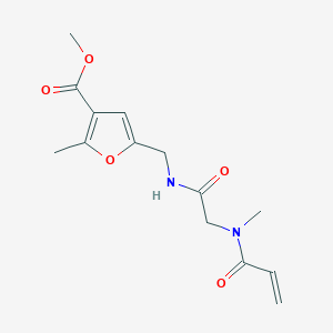 molecular formula C14H18N2O5 B2665552 Methyl 2-methyl-5-[[[2-[methyl(prop-2-enoyl)amino]acetyl]amino]methyl]furan-3-carboxylate CAS No. 2361807-33-0