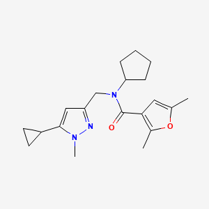 N-cyclopentyl-N-((5-cyclopropyl-1-methyl-1H-pyrazol-3-yl)methyl)-2,5-dimethylfuran-3-carboxamide