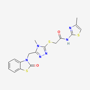 2-((4-methyl-5-((2-oxobenzo[d]thiazol-3(2H)-yl)methyl)-4H-1,2,4-triazol-3-yl)thio)-N-(4-methylthiazol-2-yl)acetamide