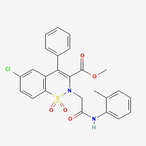 molecular formula C25H21ClN2O5S B2665565 methyl 6-chloro-2-(2-oxo-2-(o-tolylamino)ethyl)-4-phenyl-2H-benzo[e][1,2]thiazine-3-carboxylate 1,1-dioxide CAS No. 1114879-04-7