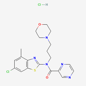 molecular formula C20H23Cl2N5O2S B2665566 N-(6-CHLORO-4-METHYL-1,3-BENZOTHIAZOL-2-YL)-N-[3-(MORPHOLIN-4-YL)PROPYL]PYRAZINE-2-CARBOXAMIDE HYDROCHLORIDE CAS No. 1396782-18-5