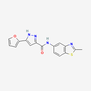 molecular formula C16H12N4O2S B2665568 5-(furan-2-yl)-N-(2-methyl-1,3-benzothiazol-5-yl)-1H-pyrazole-3-carboxamide CAS No. 1240278-67-4