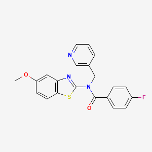 4-fluoro-N-(5-methoxybenzo[d]thiazol-2-yl)-N-(pyridin-3-ylmethyl)benzamide