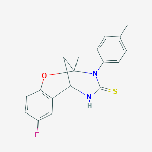 8-fluoro-2-methyl-3-(p-tolyl)-5,6-dihydro-2H-2,6-methanobenzo[g][1,3,5]oxadiazocine-4(3H)-thione
