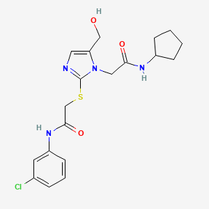 2-[2-({2-[(3-chlorophenyl)amino]-2-oxoethyl}thio)-5-(hydroxymethyl)-1H-imidazol-1-yl]-N-cyclopentylacetamide