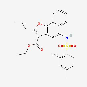 molecular formula C26H27NO5S B2665599 Ethyl 5-(2,4-dimethylbenzenesulfonamido)-2-propylnaphtho[1,2-B]furan-3-carboxylate CAS No. 442553-43-7