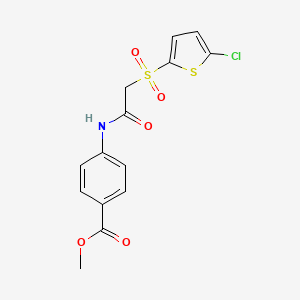 molecular formula C14H12ClNO5S2 B2665629 methyl 4-{2-[(5-chlorothiophen-2-yl)sulfonyl]acetamido}benzoate CAS No. 1021046-72-9